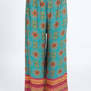 Floral Wide-Leg Pants – Multicolor, Size 18/20W, 100% Rayon